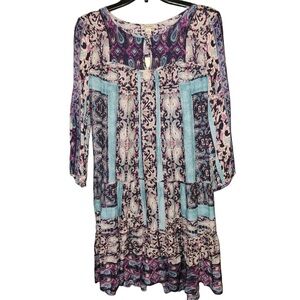NWT Lucky Brand Multicolored Long Sleeve Dress Size Small
